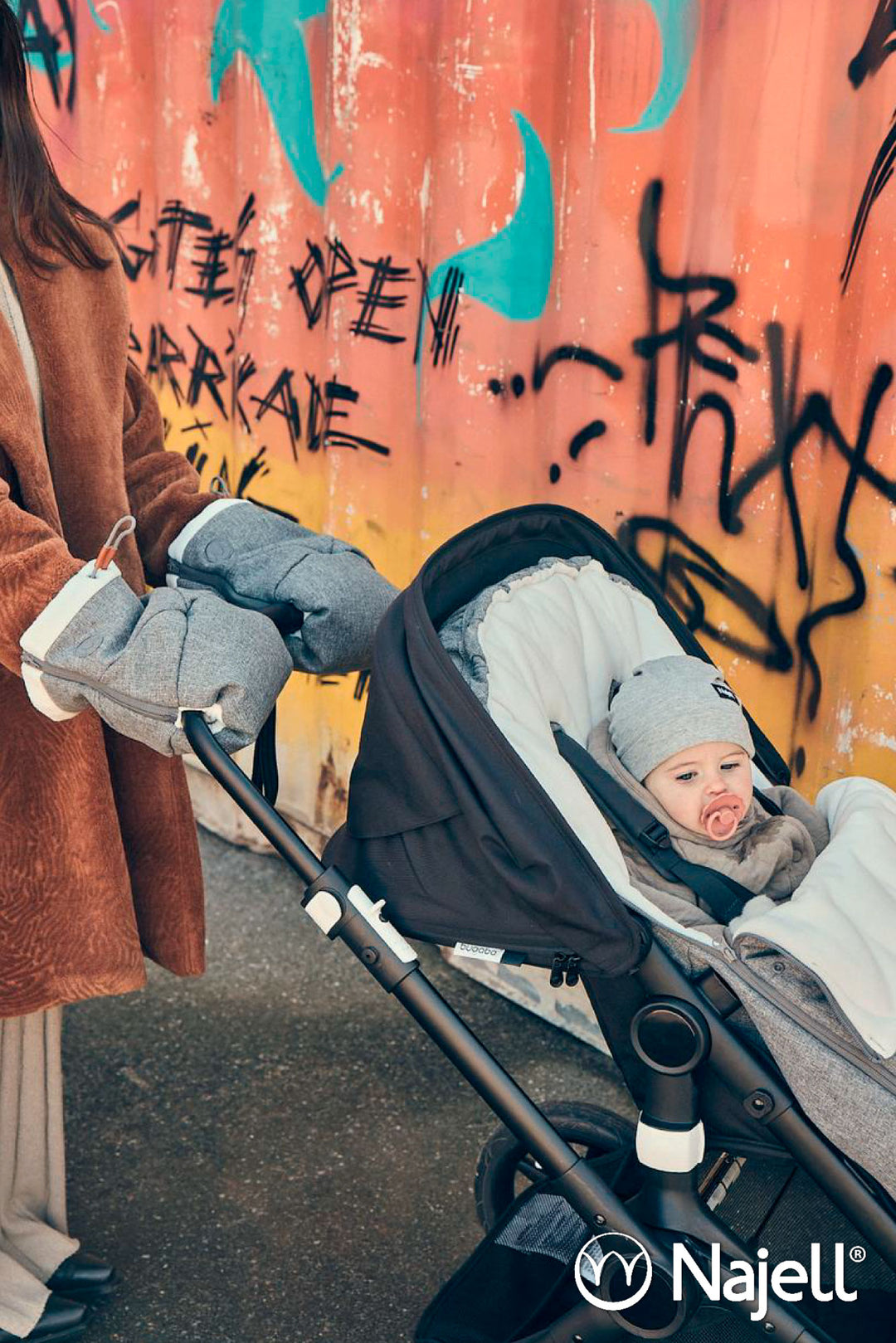Najell Hand Muffs/Luffer til barnevognen, Stormy Grey
