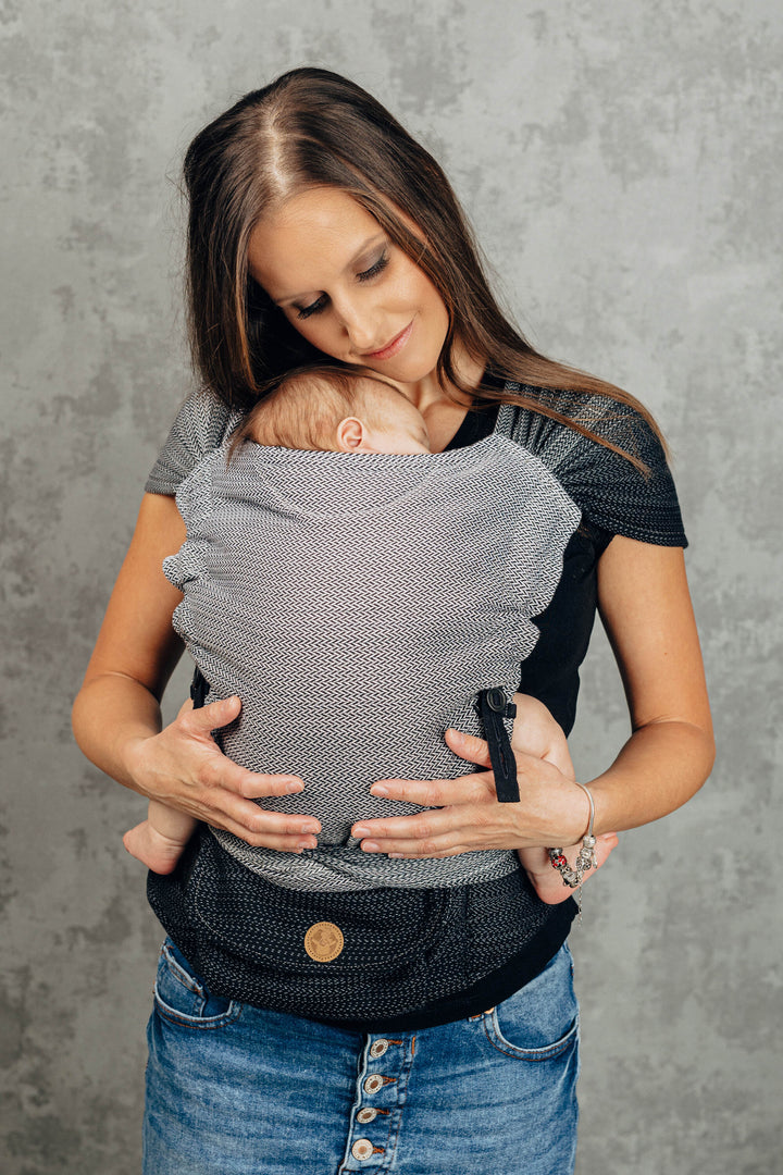 Lenny Lamb Hybrid Half Buckle, Little Herringbone Ombre Grey