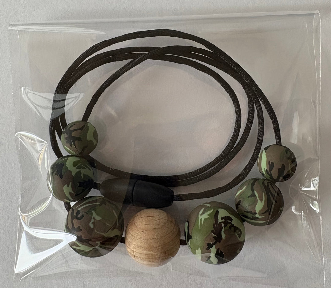 Bidekæde, Silikone&træ, Army
