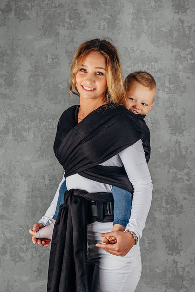 Lenny Lamb Hybrid Half Buckle, Little Herringbone Ebony Black
