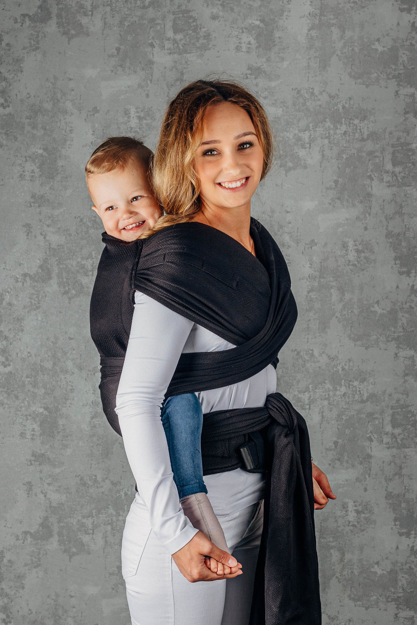 Lenny Lamb Hybrid Half Buckle, Little Herringbone Ebony Black