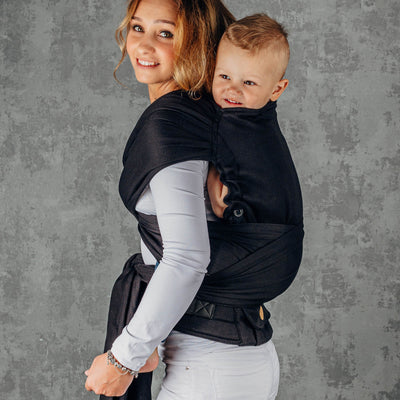 Lenny Lamb Hybrid Half Buckle, Little Herringbone Ebony Black
