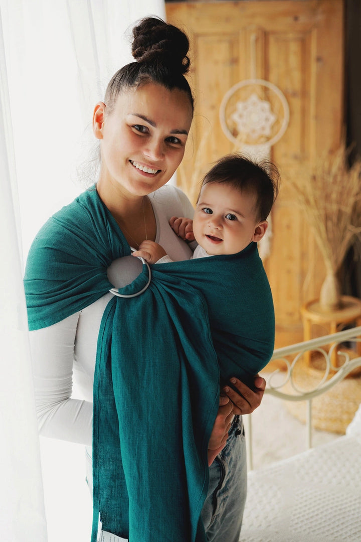 Little Frog Ringslynge, Pure Linen Deep Aqua