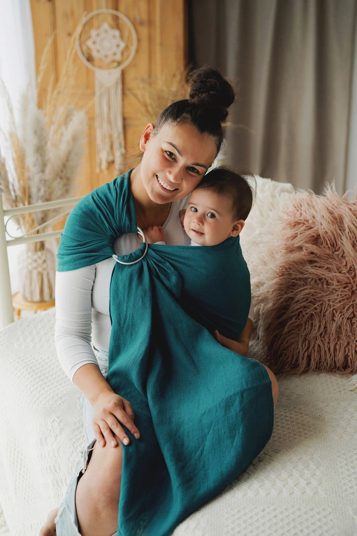 Little Frog Ringslynge, Pure Linen Deep Aqua