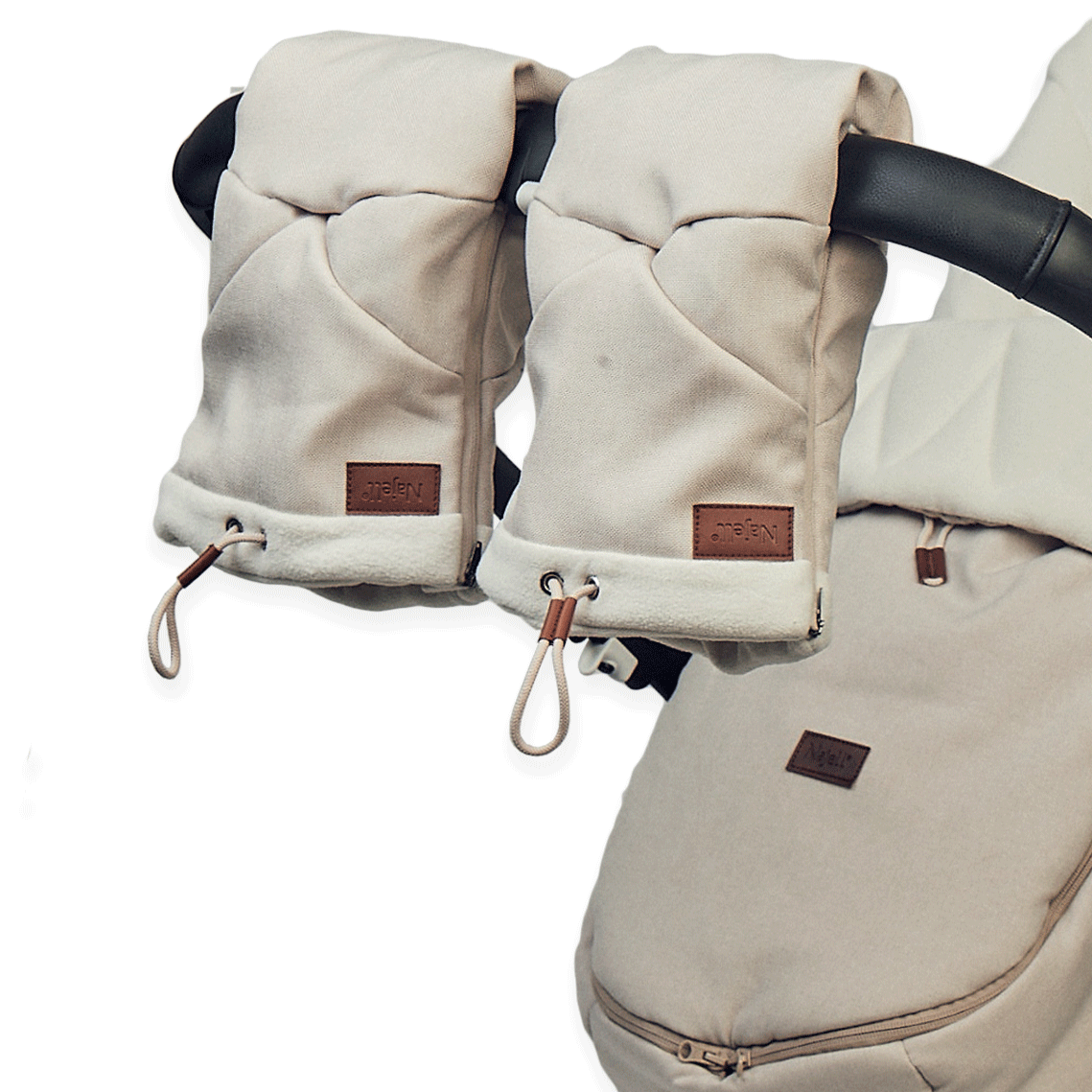 Najell Hand Muffs/Luffer til barnevognen, Sandy Beige